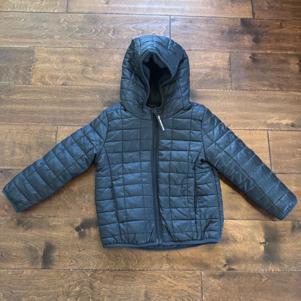 Cat & Jack Toddler Boys Black Quilted Puffer Jacket with Hood 3T - Picture 2 of 8